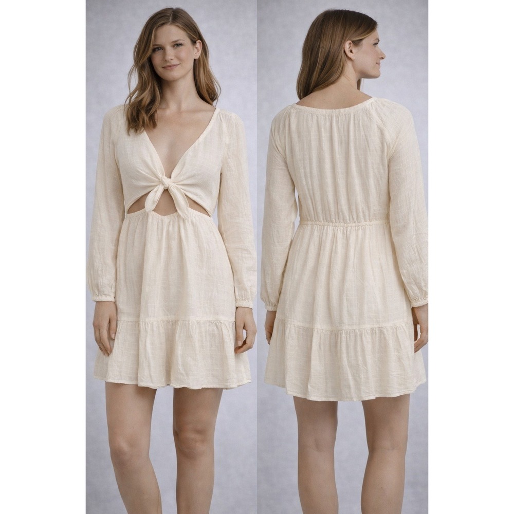 L*Space Cut-Out Mini Dress Womens XL Cream Boho‎ Coastal Summer Beach LSPACE
